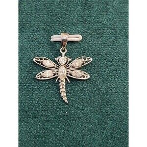 925 Sterling Silver Dragonfly Pendant Filigree CZ Wings Nature Charm Necklaces